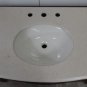 48" Scroll style Cream Marble bath vanity Teak stain finish sink traditional