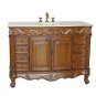 48" Cream Marble vanity Teak stain sink w/ 20" linen tower,and mirror NO FAUCET