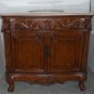 36" Bathroom Vanity Sink Cream Marble / Teak Finish /  Cream Bowl Traditional