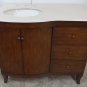 40" Bathroom Vanity Sink - Cream Marble w/ Teak Stained Cabinet  & Cream Bowl
