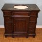 36" Bathroom Vanity Sink Cabinet - Coffee Marble w/ Teak Color Body & Cream Bowl