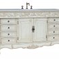 60" Whitewash-stained bathroom vanity sink cream marble and matching linen tower