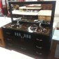 61" Marbled Glass top Modern Double sink Vanity dark ebony w/ faucet