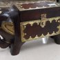 Elephant Box Hand Carved from India w/ Brass detail trim Trunk up for Good luck