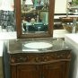 32" Coffee Marble bathroom vanity Teak finish sink