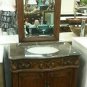 32" Coffee Marble bathroom vanity Teak finish sink