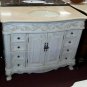48" Bathroom Vanity Cream Marble / Whitewash Body Includes 28" linen tower