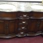 60" Double Bathroom Vanity Teak body w Coffee Marble & Cream Bowls Nice Carving