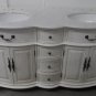 60" Double Bathroom Vanity Sink White Wash body w/ White Marble & White Bowl