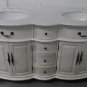60" Double Bathroom Vanity Sink White Wash body w/ White Marble & White Bowl