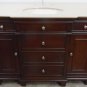 48" Bathroom Vanity Sink Cream Marble with Espresso Cabinet & Cream Bowl