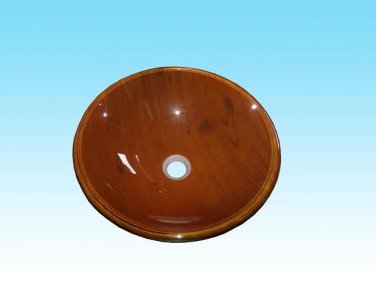 Round Vessel Bowl Sink 16" Diameter Wood Tone