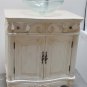 30" Bathroom Vanity Vessel Sink Cream Marble w/ Whitewash Body / Choice of Bowl