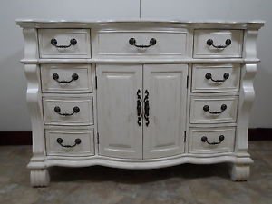 50" Single Bathroom Vanity Sink White Marble / Whitewash Body / White Bowl