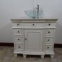 36" Bathroom Vanity Vessel Style White Marble w/ White Wash Body Choice of Bowl