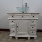 36" Bathroom Vanity Vessel Style White Marble w/ White Wash Body Choice of Bowl