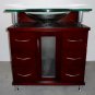 31" Raised clear Glass top Modern Vanity cherry w/faucet