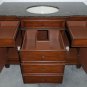 48" Bathroom Vanity Sink Coffee  Marble with Teak Color Cabinet & Cream Bowl