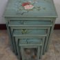 Nest of Tables / Stacking Tables Greenwood finish w/ Flowers & Birds Design