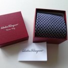 NWOT Men's Salvatore Ferragamo Tie Navy Dog Print MSRP $190 Box Included Rare!