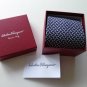 NWOT Men's Salvatore Ferragamo Tie Navy Dog Print MSRP $190 Box Included Rare!