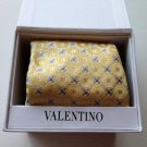 NWT Men's VALENTINO 100% Silk Tie Yellow Floral Pattern MSRP $135 Box Included