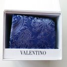 NWT Men's VALENTINO 100% Silk Tie Blue Paisley Pattern MSRP $135 Box Included
