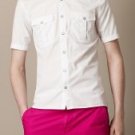 BNWT Men's BURBERRY BRIT 'Keeling'  Cotton Poplin Military Shirt MSRP $250 Large