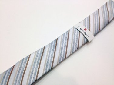 NWT Men's CALVIN KLEIN Tie Black Striped Extreme Slim 100% Silk  MSRP $59.50