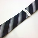 NWT Men's Calvin Klein Tie Charcoal Gray Striped Pattern 100% Silk MSRP $59.50