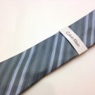 NWT Men's CALVIN KLEIN Tie Blue & Grey Striped Design 100% Silk  MSRP $59.50