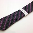 NWT Men's CALVIN KLEIN Tie Grey & Purple Striped Design 100% Silk  MSRP $59.50