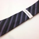 NWT Men's CALVIN KLEIN Tie Gray & Purple Striped Design 100% Silk  MSRP $59.50