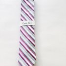 NWT Men's Calvin Klein Tie White & Pink Striped Pattern 100% Silk MSRP $59.50