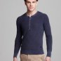 BNWT Men's BURBERRY BRIT 'Bertes' Military Henley Shirt Blue size XXL MSRP $295