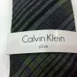NWT Men's CALVIN KLEIN Tie Green / Grey Plaid Slim Width 100% Silk  MSRP $59.50
