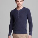 BNWT Men's BURBERRY BRIT 'Bertes' Military Henley Shirt Blue MSRP $295 Medium