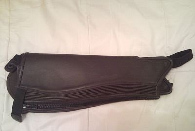 PAIR BLACK shires-like LEATHER HORSE RIDING HALF-CHAPS