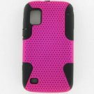 BLACK TPU HOT PINK  NET HYBRID HARD PROTECTOR CASE FOR ZTE WARP N860 SNAP ON