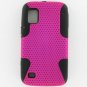 BLACK TPU HOT PINK  NET HYBRID HARD PROTECTOR CASE FOR ZTE WARP N860 SNAP ON
