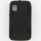 BLACK TPU BLACK  NET HYBRID HARD PROTECTOR CASE FOR ZTE WARP N860 SNAP ON