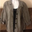 New Maggie Barnes Striped Shirt. Size: 1X. 3/4 Sleeve. Gray/Black. Built-In Tank