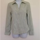 Gap Women's Green Striped Button Down Shirt/Blouse/Top/Tunic Size M Long Sleeves