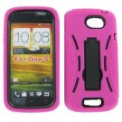 HTC ONE S Hot Pink Protective Case Cover - Robotic Kick Stand