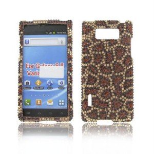 Lg Splendor Venice US730 Leopard Diamond,Bling,Snap on Cell Phone Case Cover