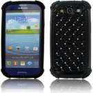 Samsung I9300/ I535/ L710/ T999/ I747 Black Hybrid Studded Diamond Case Cover