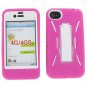 Apple iPhone 4G/4/4S PInk and White Robotic Case Cover Kick Stand Hard Case