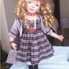 Seymour Mann Connoisseur Collection Porcelain Doll, 16", Dress,Jacket  w/Stand