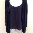August Silk Women's Dark Blue Knitted 2 in 1 Cardigan/Top/Sweater/Shirt Size M