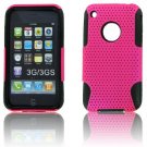 Apple iPhone 3GS/ 3G Hybrid  Black TPU + Pink Net  Snap On Hard Back Case Cover